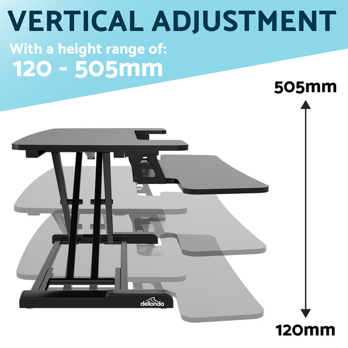 89cm Height Adjustable Sit Stand Work Desk Converter & Twin Monitor Bracket Set