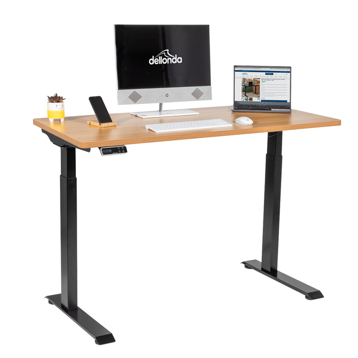 1200 x 600mm Black / Oak Electric Standing Desk - Height Adjustable Office Stand