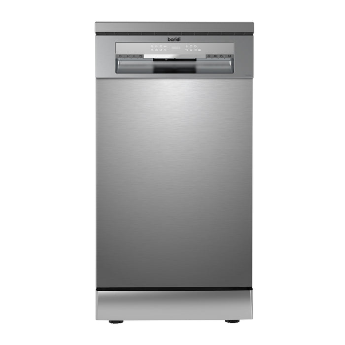 Grey Freestanding Slimline Dishwasher - 45cm - 10 Place Settings LED Display - LoopsDirect