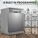 Grey Freestanding Full Size Dishwasher - 60cm - 14 Place Settings LED Display - LoopsDirect