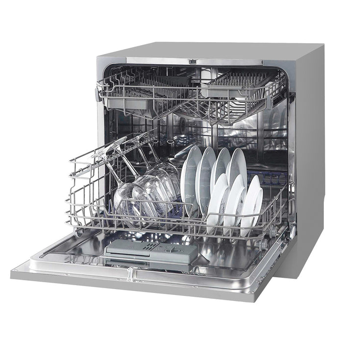 Silver Worktop Dishwasher - 8 Place Settings - Portable Tabletop Dish Washer