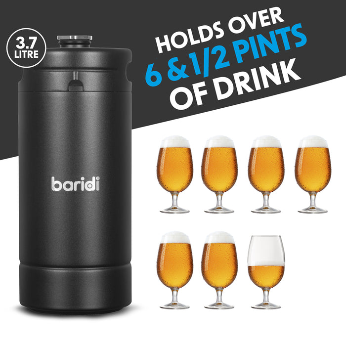 4L Matt Black Mini Growler Keg - Beer & Soft Drinks Dispenser Canister Barrel