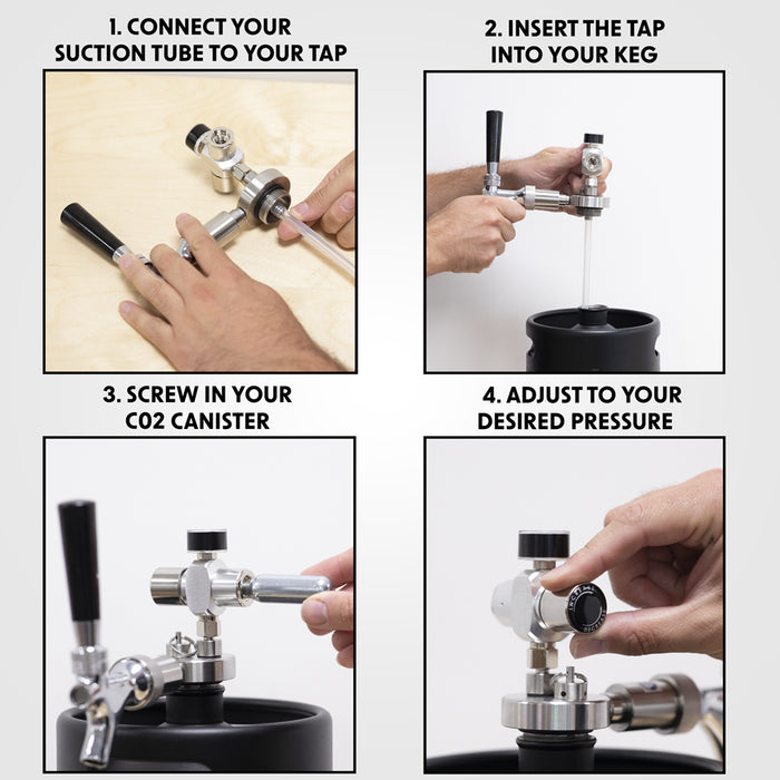 Growler Keg Beer Tap & CO2 Regulator - Pint Pulling Draught Nozzle - UK Style - LoopsDirect