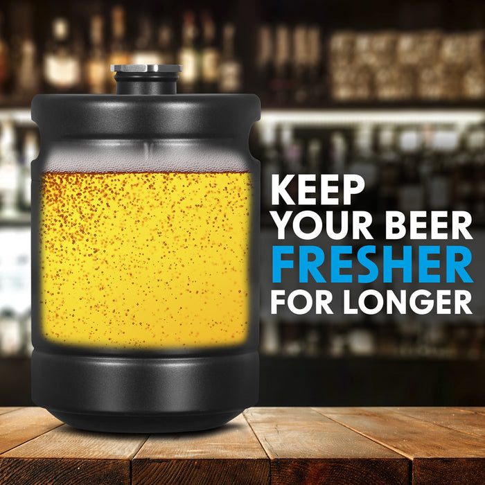 2L Matt Black Mini Growler Keg - Beer & Soft Drinks Dispenser Canister Barrel