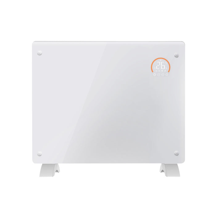 Electric White Glass Panel Heater - 1000W Smart Wi-Fi Wall Moutned Radiator