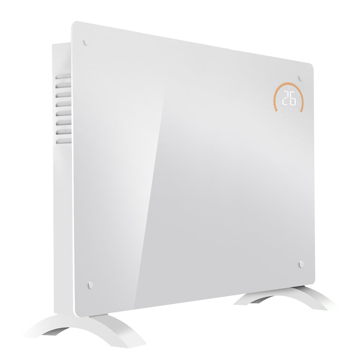 Electric White Glass Panel Heater - 2000W Smart Wi-Fi Wall Moutned Radiator
