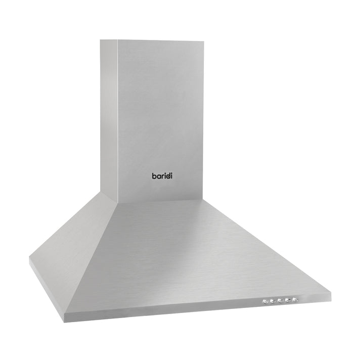 60cm STEEL Chimney Style Cooker Hood & Carbon Air Filters Kitchen Extractor Fan - LoopsDirect