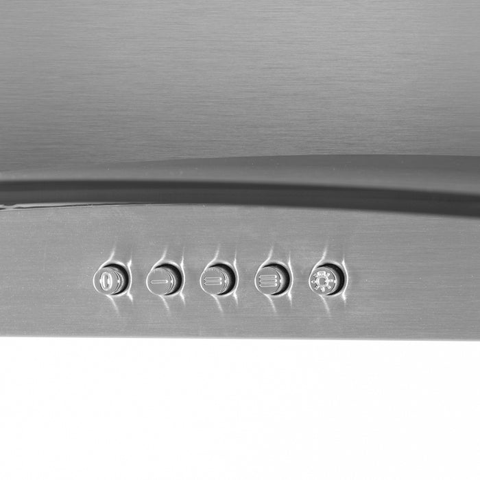 60cm Curved Glass & Steel Cooker Hood & Carbon Air Filters Kitchen Extractor Fan - LoopsDirect