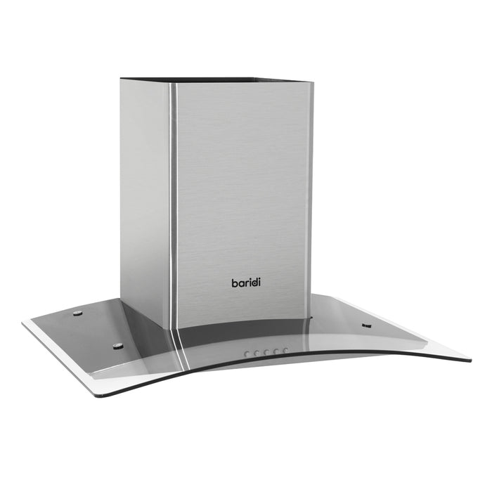 60cm Curved Glass & Steel Cooker Hood & Carbon Air Filters Kitchen Extractor Fan - LoopsDirect