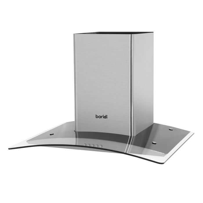 60cm Curved Glass & Steel Cooker Hood & Carbon Air Filters Kitchen Extractor Fan - LoopsDirect