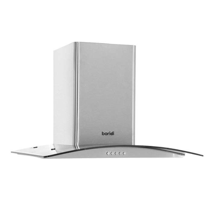 60cm Curved Glass & Steel Cooker Hood & Carbon Air Filters Kitchen Extractor Fan - LoopsDirect