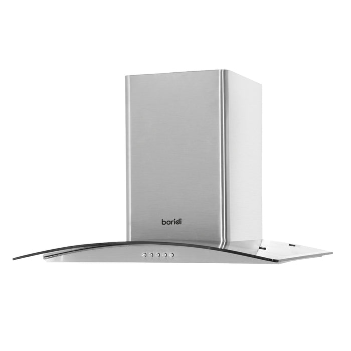 60cm Curved Glass & Steel Cooker Hood & Carbon Air Filters Kitchen Extractor Fan - LoopsDirect