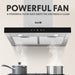 60cm STEEL Modern T Style Cooker Hood & Carbon Air Filters Kitchen Extractor Fan - LoopsDirect