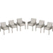 6 PACK Garden Dining Chairs & Armrests - Light Grey Aluminium & Rope - Outdoor