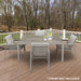 1.5m Garden Dining Table & Parasol Hole - Light Grey Aluminium Glass Top Outdoor - LoopsDirect