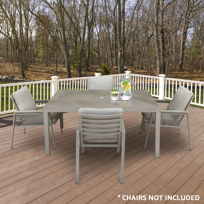 Garden Dining Set - 1.5m Table & 6x Chairs - Light Grey Aluminium & Rope Outdoor