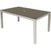 1.5m Garden Dining Table & Parasol Hole - Light Grey Aluminium Glass Top Outdoor