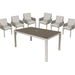 Garden Dining Set - 1.5m Table & 6x Chairs - Light Grey Aluminium & Rope Outdoor