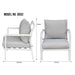 Premium 5 Seater Garden Coffee Table Set - White Aluminium Sofa & Grey Cushions - LoopsDirect