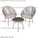 3pc Garden Bistro Set - Steel & Rope - Outdoor Dining Chair & Round Table Grey - LoopsDirect