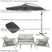 Premium 4 Seater Garden Coffee Table & Parasol Set Grey Aluminium Sofa Cushions - LoopsDirect