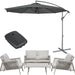 Premium 4 Seater Garden Coffee Table & Parasol Set Grey Aluminium Sofa Cushions