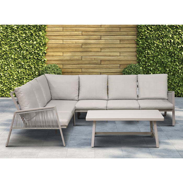 Premium 5 Seater Garden Coffee Table Set Outdoor Aluminium Rope Corner Sofa Grey