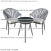 3pc Garden Bistro Set - Aluminium & Rope - Outdoor Dining Chair Round Table Grey - LoopsDirect