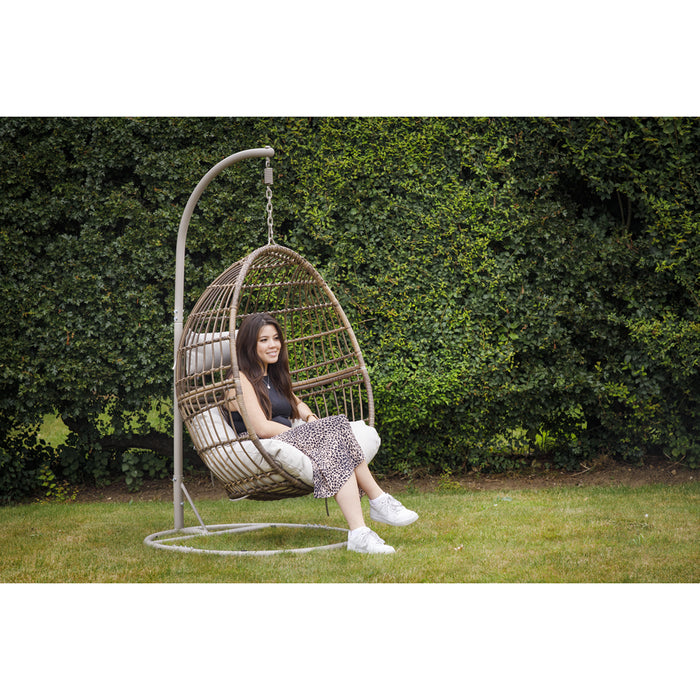 2 PACK Premium Single Hanging Garden Egg Chair - Wicker Rattan - Swing Cocoon - LoopsDirect