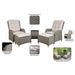 6pc Garden Reclining Bistro Set - Rattan Wicker - Outdoor Chairs & Coffee Table - LoopsDirect