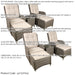 6pc Garden Reclining Bistro Set - Rattan Wicker - Outdoor Chairs & Coffee Table - LoopsDirect