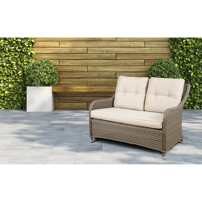 2 PACK 2 Seater Rattan Wicker Garden Sofa & Cushions - Indoor & Outdoor Dining