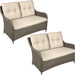 2 PACK 2 Seater Rattan Wicker Garden Sofa & Cushions - Indoor & Outdoor Dining