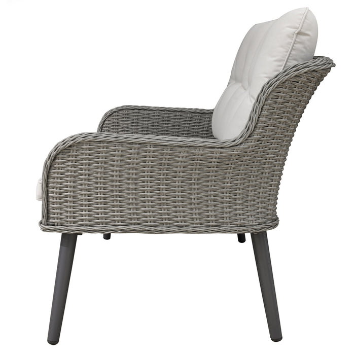 Premium 4 Seater Garden Coffee Table Set - 3pc Grey Rattan Wicker Sofa Chair