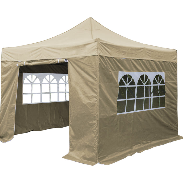 2x2m Pop-Up Gazebo & Side Walls Set BEIGE - Strong Outdoor Garden Pavillion Tent