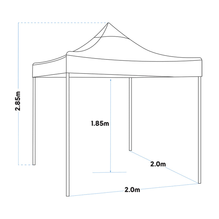 2x2m Pop-Up Gazebo - BLUE Heavy Duty Frame & Water Resistant - Garden Pavillion