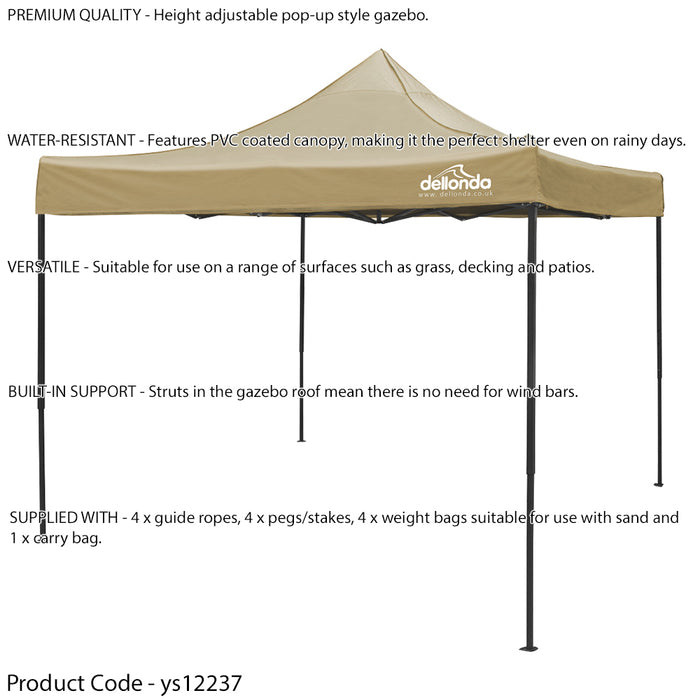 3x3m Pop-Up Gazebo & Side Walls Set BEIGE - Strong Outdoor Garden Pavillion Tent