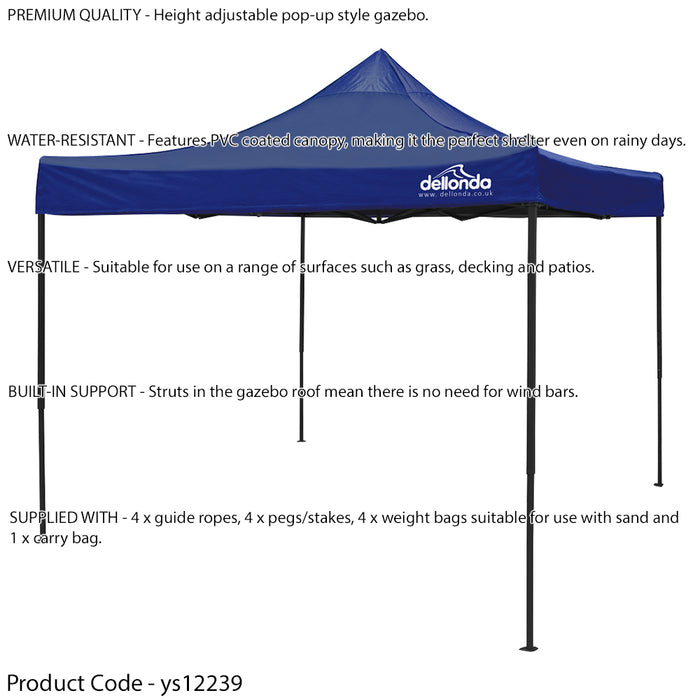 3x3m Pop-Up Gazebo & Side Walls Set BLUE - Strong Outdoor Garden Pavillion Tent