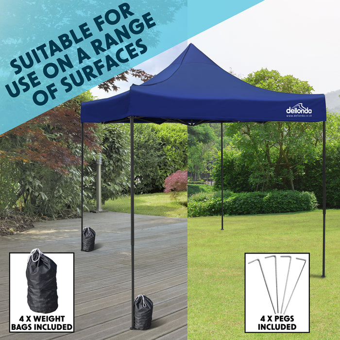 3x3m Pop-Up Gazebo & Side Walls Set BLUE - Strong Outdoor Garden Pavillion Tent - LoopsDirect