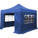 3x3m Pop-Up Gazebo & Side Walls Set BLUE - Strong Outdoor Garden Pavillion Tent