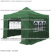 3x3m Pop-Up Gazebo & Side Walls Set GREEN - Strong Outdoor Garden Pavillion Tent - LoopsDirect