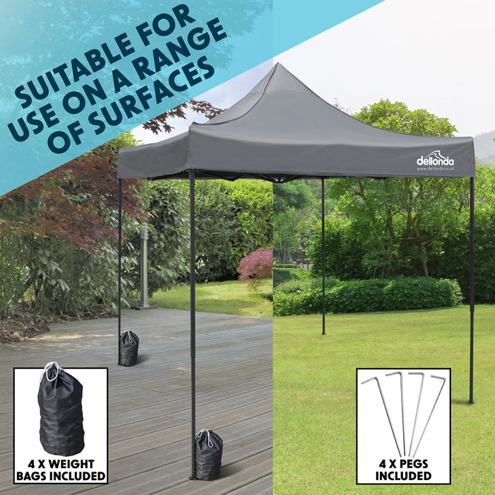 3x3m Pop-Up Gazebo & Side Walls Set GREY - Strong Outdoor Garden Pavillion Tent - LoopsDirect