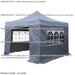 3x3m Pop-Up Gazebo & Side Walls Set GREY - Strong Outdoor Garden Pavillion Tent - LoopsDirect