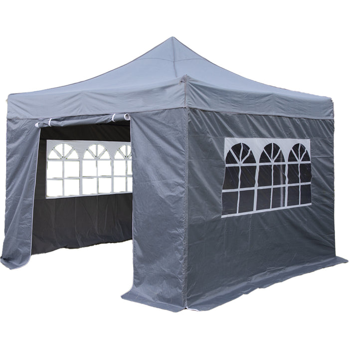 3x3m Pop-Up Gazebo & Side Walls Set GREY - Strong Outdoor Garden Pavillion Tent