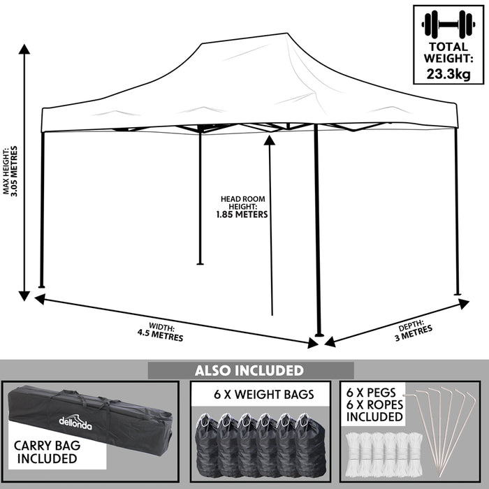 3x4.5m Pop-Up Gazebo - BEIGE Heavy Duty Frame & Water Resistant Garden Pavillion