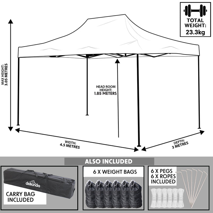 3x4.5m Pop-Up Gazebo & Side Walls Set BLUE Strong Outdoor Garden Pavillion Tent