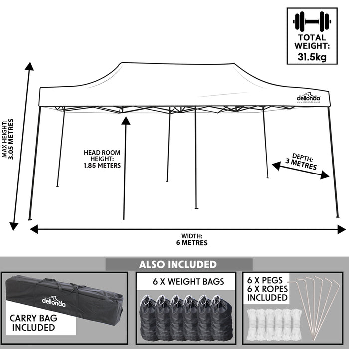 3x6m Pop-Up Gazebo & Side Walls Set GREY - Strong Outdoor Garden Pavillion Tent