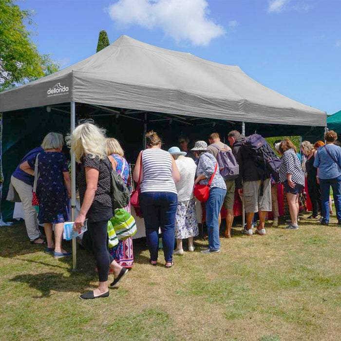 3x6m Pop-Up Gazebo - GREY Heavy Duty Frame & Water Resistant - Garden Pavillion - LoopsDirect