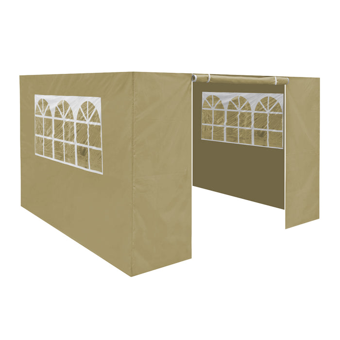 2x2m Pop-Up Gazebo & Side Walls Set BEIGE - Strong Outdoor Garden Pavillion Tent - LoopsDirect