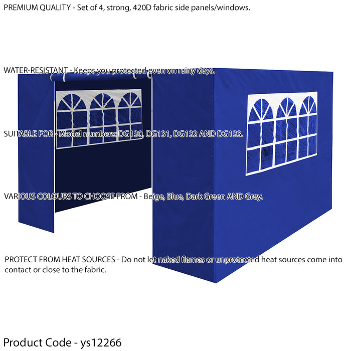 Side Walls Door & Windows for 3x3m Pop-Up Gazebo - BLUE - Garden Party Tent
